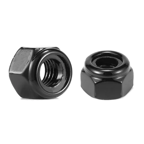 Vista 8 de Tuercas hexagonales de nailon 1/2-13, 50 tuercas de seguridad de acero inoxidable 304, accionamiento hexagonal, acabado brillante, óxido negro por