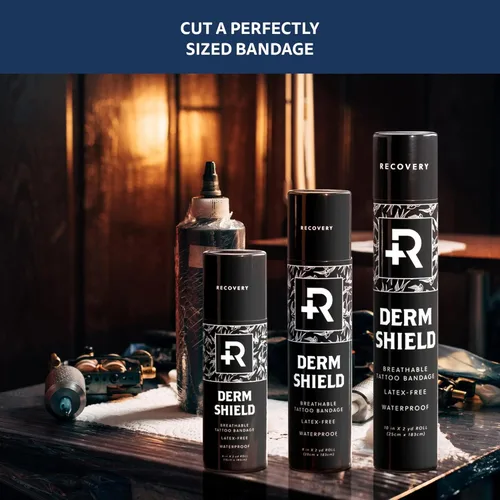 Vista 6 de Recovery Aftercare Derm Shield Parche para Cubrir Tatuajes - Vendaje para Cuidado Posterior de Tatuajes Sin Látex y Resistente al Agua - Película