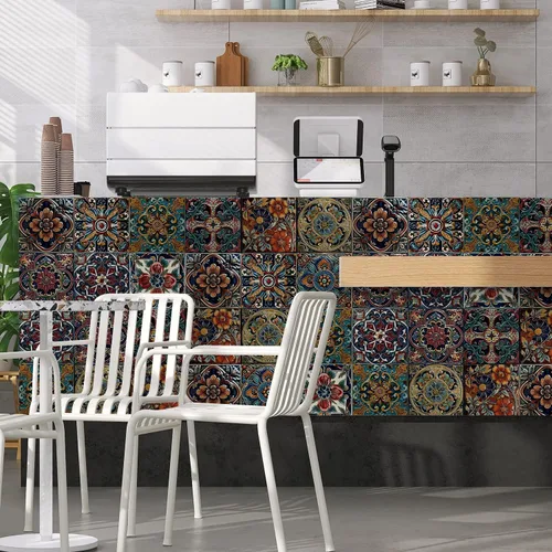 Vista 89 de Alwayspon Adhesivo para azulejos de pared moriscos para despegar y pegar, calcomanías de vinilo autoadhesivas para azulejos de cocina y baño, 4 x 4