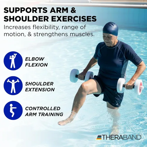 Vista 6 de THERABAND Water Weights, Aquatic Dumbbells for Pool Fitness, 2 Foam Weights with Padded Grip for Water Aerobics, Therapy, Workouts, Pool Exercise