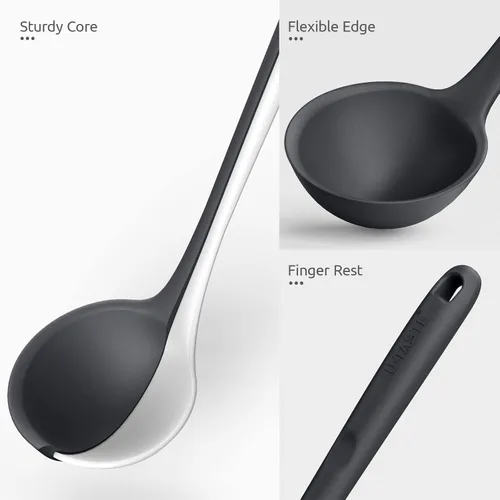 Vista 2 de U-Taste Cuchara de cocina sólida y ranurada de silicona resistente al calor de 600 ℉, sin BPA para mezclar y servir, y cucharón de sopa de silicona