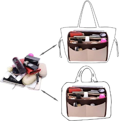 Vista 4 de ZTUJO Purse Organizer Insert, Felt Bag Organizer with Metal Zipper, Handbag & Tote Shaper, For Speedy Neverfull Tote, 7 Sizes