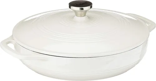 Vista 11 de Lodge Cacerola Ovalada de Hierro Fundido Esmaltado de 3.6 Cuartos con Tapa – Asas Dobles – Apta para Horno hasta 500°F o en Estufa – Úsela