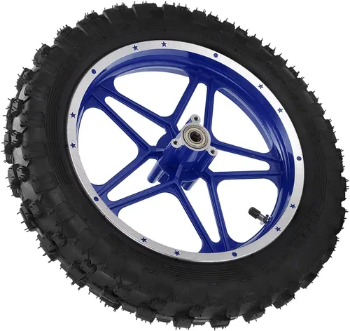Vista 9 de Conjunto de rueda trasera, repuesto de repuesto antideslizante de neumático de goma de 2.5 a 10 pulgadas para mini moto de cross de 2 tiempos (azul)