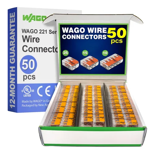 Vista 10 de Conectores de empalme compactos de la serie WAGO 221 de 25 piezas Incluye (10x 221-412) (10x 221-413) (5x 221-415) Conectores de cable WAGO