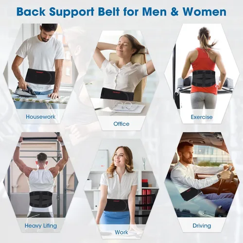 Vista 5 de CUEHEAT Soporte para aliviar el dolor de espalda baja, cinturón de apoyo lumbar para mujer, cinturón de soporte de espalda ajustable con 5