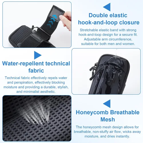 Vista 6 de Bolsa cruzada para teléfono celular con banda para el brazo, bolsa impermeable para teléfono compatible con iPhone y Android de hasta 7 pulgadas