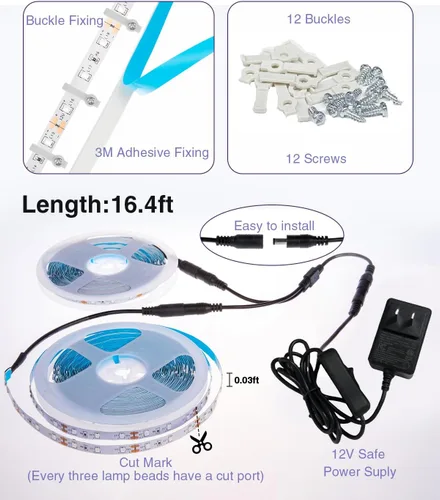 Vista 4 de Onforu Kit de tira de luz LED negra de 32.8 pies, 600 unidades de cuentas de lámpara, accesorios de luz negra flexibles de 12 V, cinta de 32.8 ft
