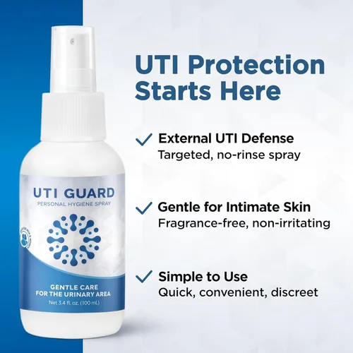 Vista 2 de UTI Guard - Spray de prevención de infecciones urinarias - externo, sin enjuague, suave y discreto, 3.4 onzas líquidas