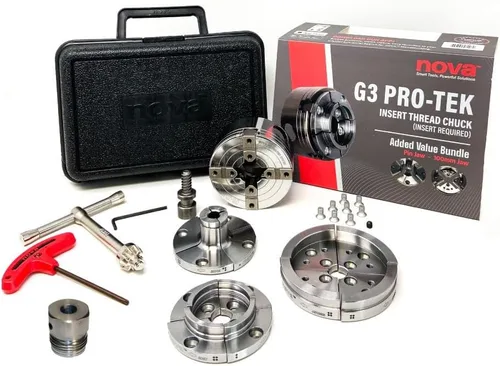 Nova Pro-Tek 48296 G3 Juego de mandíbulas de torno de madera con 3 juegos de mandíbulas (2 pulgadas estándar, 4 pulgadas mordazas de cuenco y