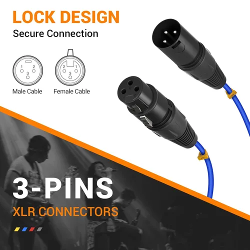 Vista 5 de Phenyx Pro PCBL-4IN1-3 - Cable de serpiente XLR de 4 canales, cable de conexión XLR macho a hembra con cobre OFC, cable divisor de 3 pies, cable