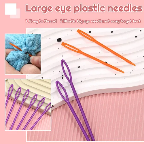 Vista 4 de WONVOC Loom - Juego de ganchos de punto, kit de gancho de aguja de ganchillo, 8 ganchos de telar de tejer azules con 12 agujas de coser de plástico