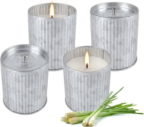 Vista 11 de Velas de citronela grandes de 3 mechas de 2 x 14 onzas, de larga duración hasta 30 horas, vela de soja natural perfumada para jardín, campamento