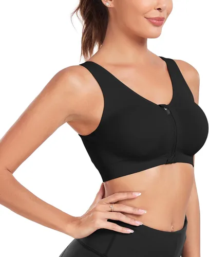 Vista 7 de Brasier deportivo con cierre frontal para mujer, posoperatorio, sin alambres, para yoga