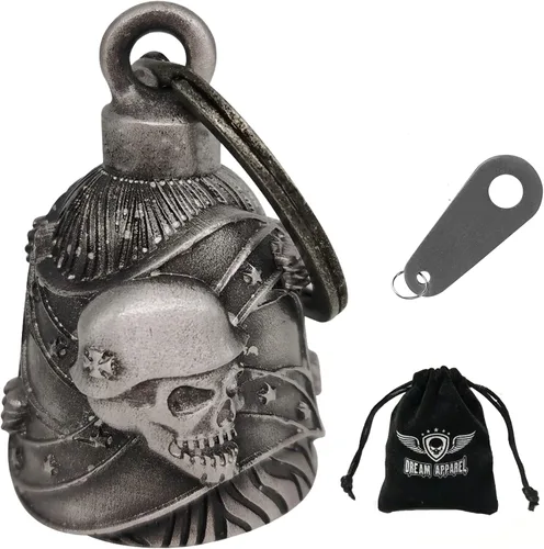 Vista 27 de Dream Apparel Campanas de motocicleta para motociclistas, accesorios de campanas pesadas y llavero para la suerte