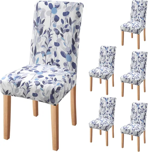 Vista 24 de Fuloon Paquete de 4 Fundas Protectoras para Asientos de Sillas de Comedor Súper Ajustadas Elásticas Extraíbles Lavables Cortas para Hotel, Comedor