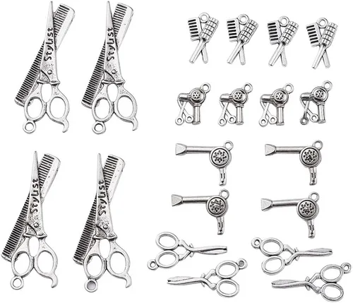 Mega Pet 20 colgantes de estilo tibetano, herramienta de trabajo, dijes de aleación de zinc, formas mixtas, dijes de plata antigua para hacer joyas