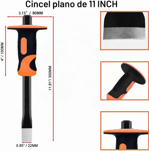 Vista 3 de Juego de cinceles de mampostería, 3 piezas de punta resistente, cinceles