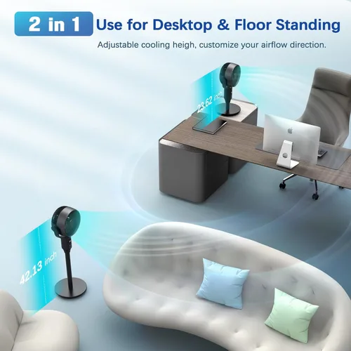 Vista 8 de JYMIPA Ventilador de pie oscilante para dormitorio, ventilador de pedestal silencioso de flujo de aire de 79 pies con 3 modos, 8 velocidades