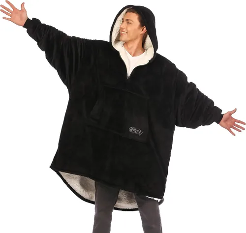 Vista 25 de THE COMFY Original - Manta de forro polar de microfibra con forro sherpa, diseño de gran tamaño con capucha y bolsillo de Shark Tank