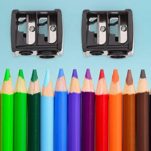 Vista 9 de Lurrose Sacapuntas de lápices duales, sacapuntas de cejas, sacapuntas de maquillaje manual para delineador de labios, lápices de cejas