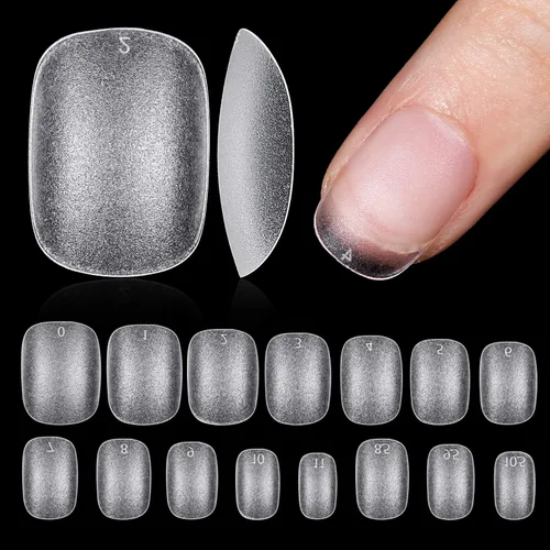 Vista 29 de TOMICCA Puntas de uñas extra cortas en forma de ataúd, 240 piezas de uñas postizas acrílicas de cobertura completa para manicura con extensión, 15