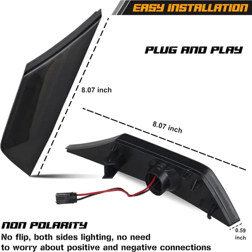 Vista 4 de NDRUSH Luces de marcador laterales delanteras con lente ahumada LED Sidermarker compatible con Honda Civic 2016 2017 2018 2019 2020 2021