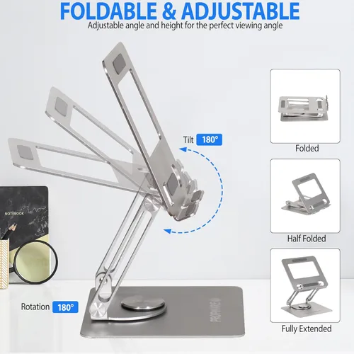 Vista 3 de Soporte giratorio para tableta para iPad/Kindle/PS/Switch/iPhone de 13 a 4.7 pulgadas, soporte ajustable para tablet para escritorio, cocina, PC