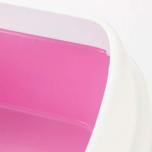 Vista 5 de Pet Cat Hut- Caja de arena para gatos semicerrada práctica limpieza de gatos lavabo de plástico para gatos rosa talla M