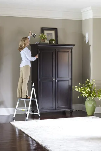 Vista 6 de COSCO 2 Step Lite Solutions Taburete de Escalón Plegable, Aluminio/Negro