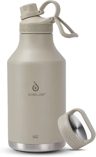 Vista 84 de IDEUS Botella de agua aislada de acero inoxidable con 2 tapas a prueba de fugas, termo para senderismo, ciclismo, 32 onzas, violeta