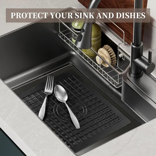 Vista 8 de WILLKOMMEN Tapete para fregadero de cocina, tapete de secado de platos de 12 x 10 pulgadas, alfombrillas protectoras rectangulares para la parte