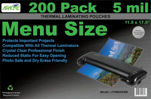 Vista 13 de Apache Paquete de 1000 bolsas de laminado de 5 mil, capacidad para tarjetas de visita de 2 x 3.5 pulgadas (hojas de 2.3 x 3.8 pulgadas), suministros