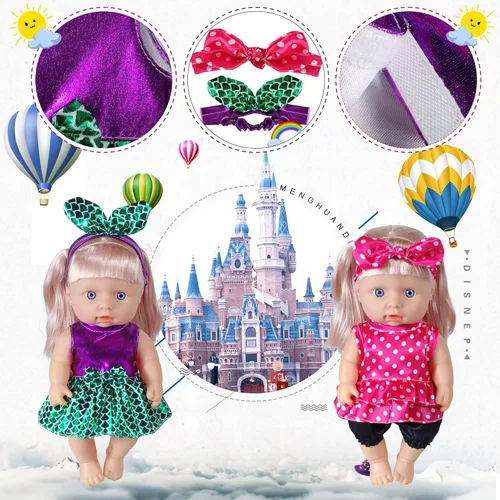 Vista 3 de WONDOLL 19 piezas de ropa de muñeca de 8 a 10 pulgadas, accesorios para bebé, ropa de muñeca, disfraces, regalo de Navidad y cumpleaños para niña