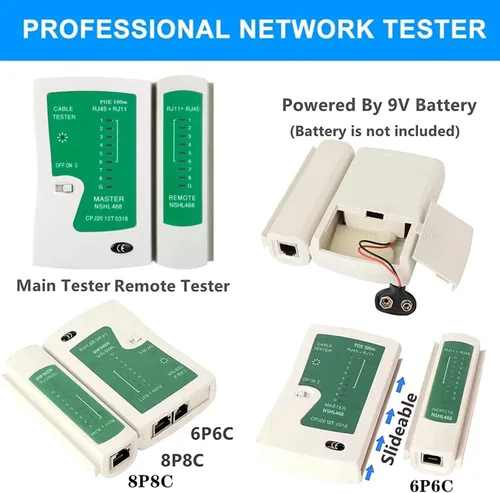 Vista 6 de Cat5 Cat6 Kit de herramientas de crimpado Ethernet, Kit de herramientas de crimpado de paso RJ45, crimpadora Ethernet con probador de cables