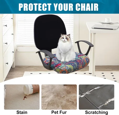 Vista 8 de Smiry - Fundas para silla de oficina y computadora con diseño impreso, ajuste elástico, universal, para escritorio, fundas para silla giratoria