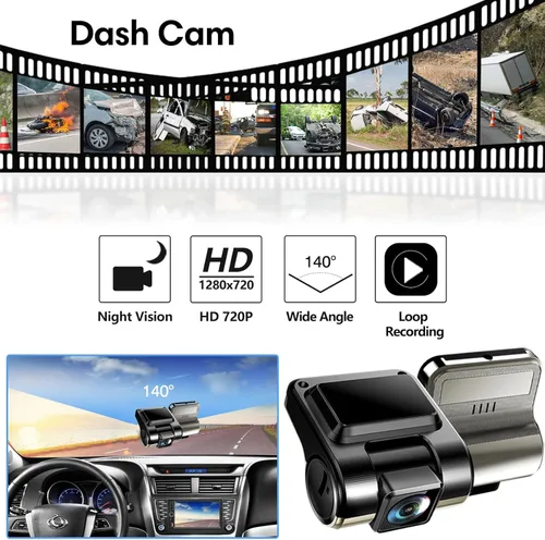 Vista 4 de Estéreo de coche de doble DIN con cámara de tablero, compatible con Apple Carplay, Android Auto, receptor de radio de coche con pantalla táctil de 7