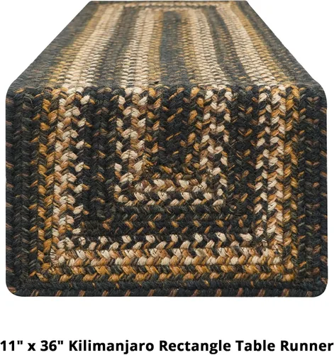 Vista 7 de Kilimanjaro - Camino de mesa pequeño trenzado de yute prémium de Homespice de 8 x 28 pulgadas (juego de 2) rectangular negro reversible, hilo