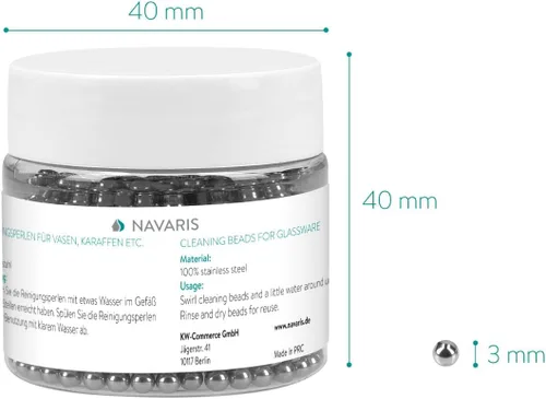 Vista 3 de Navaris 1000 cuentas de limpieza para decantadores, bolas de limpieza reutilizables de acero inoxidable para botellas de vino, decantadores