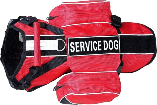 Vista 7 de Mochila de servicio para perro, chaleco de arnés extraíble con parches de etiquetas (verde, S)
