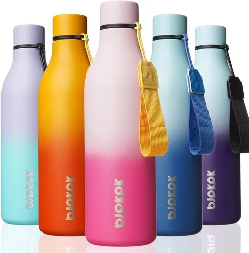 Vista 46 de BJPKPK - Botellas de agua aisladas, botella de agua de metal de acero inoxidable de 25 oz con correa, jarras, tazas, frascos libres de BPA a prueba