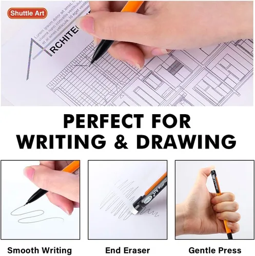 Vista 4 de Shuttle Art Lápices mecánicos, paquete de 210 lápices mecánicos a granel de 0.028 in de punta media, plomo HB #2, barriles surtidos, suministros