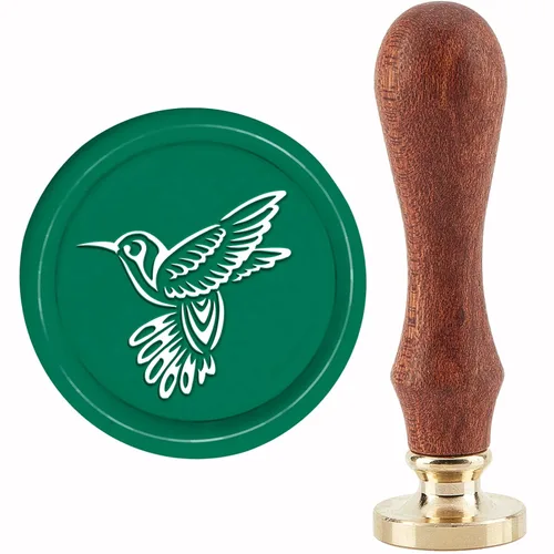 CRASPIRE Sello de cera de colibrí, sello de cera de sellado vintage, 1.181 in, sello de madera retro, cabeza de latón extraíble para invitaciones de