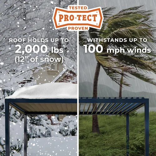 Vista 4 de Backyard Discovery Sarasota - Kit de pérgola con listones de acero galvanizado de 10 x 10 pies con techo ajustable, sombra, protección contra