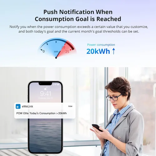Vista 3 de SONOFF POWR316D Elite 16A Interruptor de potencia inteligente WiFi con medidor de energía, interruptor de luz inalámbrico inteligente con monitoreo