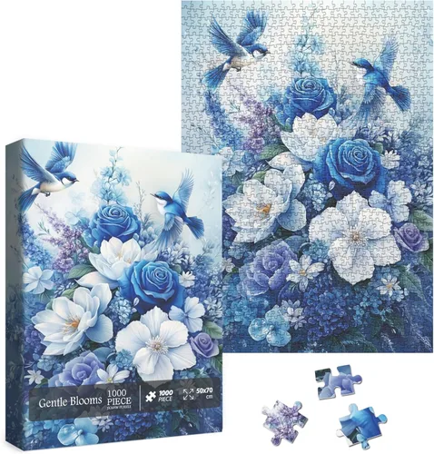 Vista 14 de Rompecabezas de Arte de Flores de Rosa para Adultos de 1000 Piezas, Hermosos Rompecabezas de Plantas con Páginas de Flores Silvestres, Rompecabezas