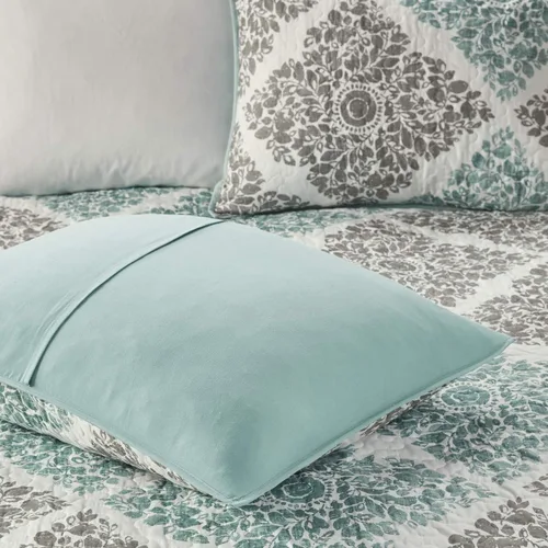 Vista 8 de Madison Park Claire - Edredón de diseño moderno, para todas las estaciones, cubrecama transpirable, juego de ropa de cama ligero, fundas a juego