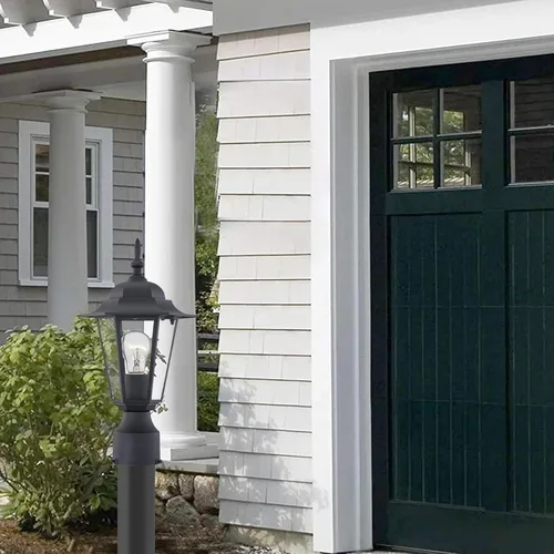 Vista 8 de WISBEAM Luz de poste para exteriores, linterna de poste, base E26 de 60 W máximo, carcasa de aluminio más vidrio, clasificación de ubicación húmeda