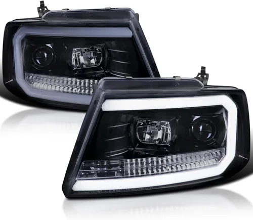 Vista 12 de SPEC-D TUNING Faros delanteros de proyector de tubo LED negro compatibles con Ford F-150 2004-2008, Lincoln Mark LT 2006-2008, conjunto de faros