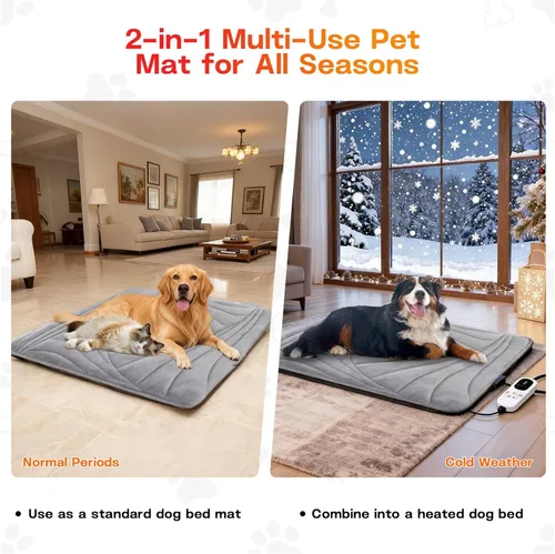 Vista 3 de Almohadilla de calefacción para perros con funda lavable, almohadilla térmica de felpa suave para mascotas con 9 ajustes de temperatura